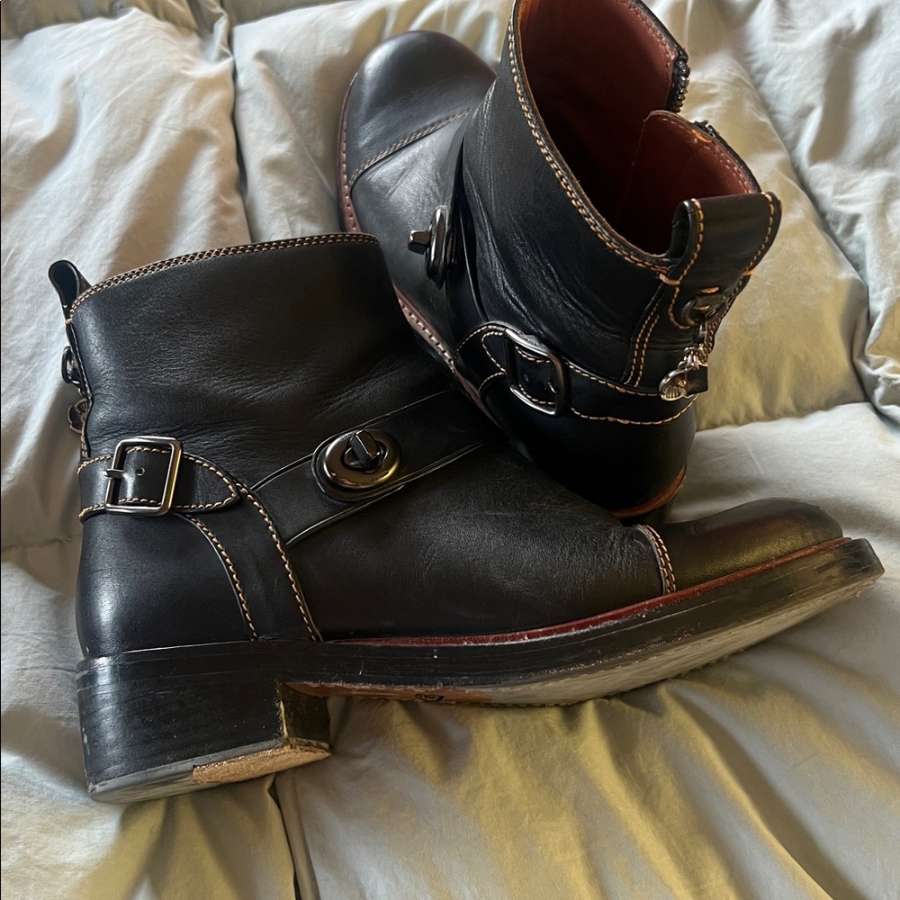 Coach Black Leather Ankle Booties